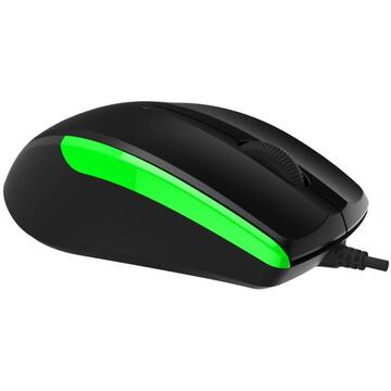 Mouse DeLux M321 negru cu verde