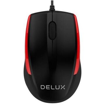 Mouse DeLux M321 negru cu rosu