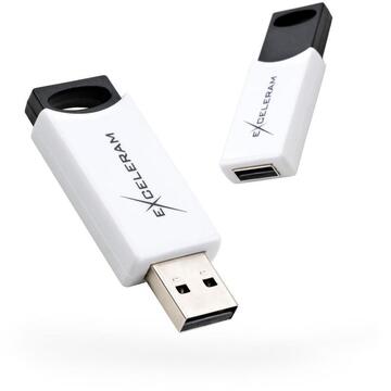 Memorie USB Exceleram USB 2.0 64GB H2 alb cu negru