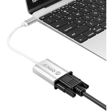 Adaptor Orico XD-102 USB Type C catre VGA argintiu
