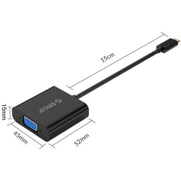 Adaptor Orico XD-122 USB Type C catre VGA negru