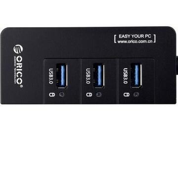 Placa de retea Placa de retea USB cu Hub USB Orico HR01-U3 USB 3.0 Gigabit neagra