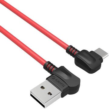 Cablu USB Orico TCW-10 Right-angled Type-A- Type-C rosu