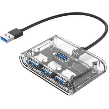 HUB USB Orico LV1U3-4A USB 3.0 4 port-uri transparent