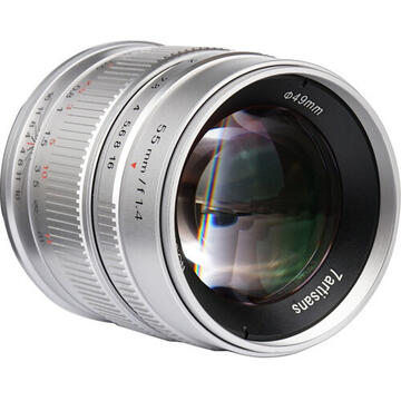 Obiectiv foto DSLR Obiectiv manual 7Artisans 55mm F1.4 Silver pentru Sony E-mount