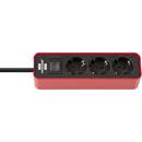 Prelungitor Brennenstuhl "Ecolor" Multi Socket, 3 sockets, 2-pole switch, 1.5m, red/black