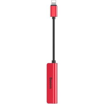 Audio Adapter Baseus L52 Lightning to Mini Jack 3.5mm and 2x Lightning (red)