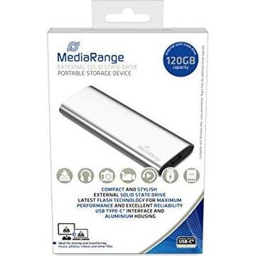 SSD Extern MediaRange 120 GB (silver, USB-C 3.2 (10 Gbit / s), external)