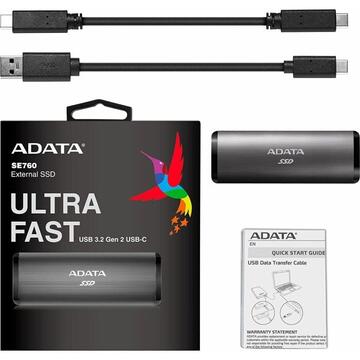 SSD Extern Adata SE760 512 GB (grey, USB-C 3.2 Gen 2)