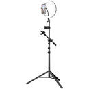Mcdodo Trepied Extensibil Selfie Light Ring cu suport microfon Black (max 200 cm, lumina led, telecomanda pe fir)
