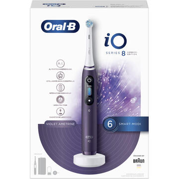 Braun Periuță de dinți electrică Oral-B iO Seria 8, Onix Alb cu Violet