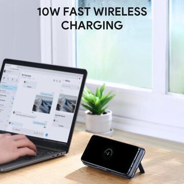 Baterie externa Aukey PB-WL02 18W PD QC 3.0 10000mAh Power Bank With Foldable Stand & Wireless Charging