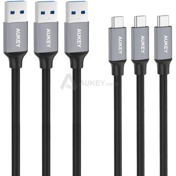 Aukey CB-CMD1 Impulse Series, 3-Pack USB 3.1 Gen 1 USB-A to C