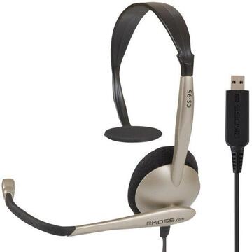 Casti Koss CS95 USB Headsets, On-Ear, Wired, Microphone, Gold/Black