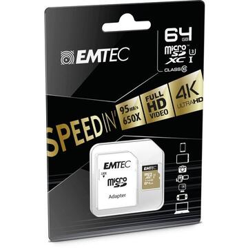 Card memorie EMTEC speedin 64 GB microSDXC, memory card (Class 10, UHS-I (U3))