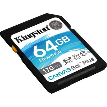 Card memorie Kingston Canvas Go! Plus 64 GB SDXC, memory card (black, UHS-I (U3), Class 10, V30)