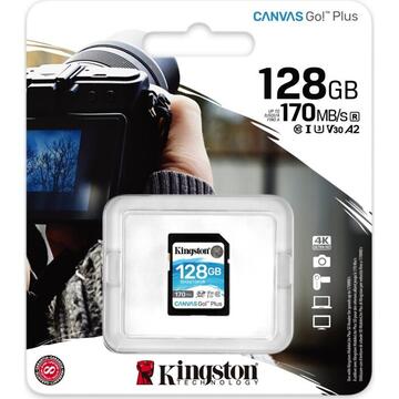 Card memorie Kingston Canvas Go! Plus 128GB SDXC, Memory Card (black, UHS-I (U3), Class 10, V30)