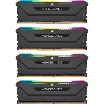 Memorie Corsair DDR4 -128 GB -3200 - CL - 16 - Quad-Kit, RAM (black, CMH128GX4M4E3200C16, Vengeance RGB PRO SL)