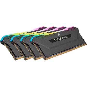 Memorie Corsair DDR4 - 32 GB -3600 - CL - 18 - Quad-Kit, RAM (black, CMH32GX4M4D3600C18, Vengeance RGB PRO SL)