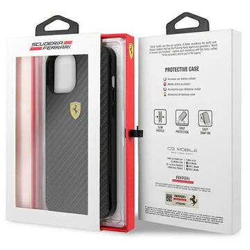Husa Ferrari Husa On Track Real Carbon iPhone 12 / 12 Pro Negru