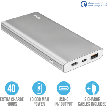 Baterie externa Trust OMNI THIN METAL POWERBANK 10,000 USB-C QC3