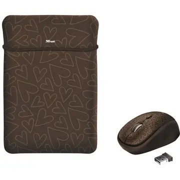 Trust Yvo 15.6 Laptop Sleeve and Wireless Mouse - Brown Harts