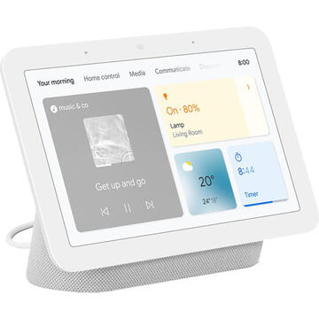 Google Nest Hub (2nd Gen), 7" touchscreen, Wi-Fi, Bluetooth, 3 Microfoane, Alb