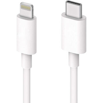 ZMEURINO Cablu de date si incarcare USB Type C la Lightning, 1m, alb, bulk