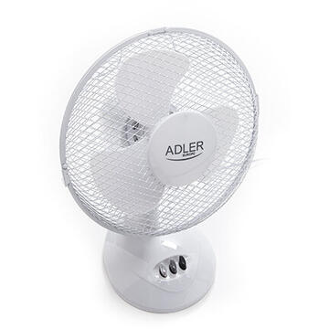 Ventilator Adler AD 7302, 35 W, 2 trepte de viteza, 23 cm diametru, functie de oscilare, Alb