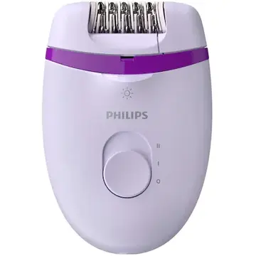 Epilator Philips Satinelle Essential BRP533/00, Opti-Light, 2 setari de viteze, mini-perie de curatare faciala VisaPure, Penseta, Husa, Turcoaz, Mov