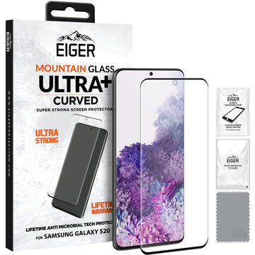 Eiger Folie Sticla 3D Ultra + Case Friendly Samsung Galaxy S20 Clear Black (0.33mm, 9H, curved)