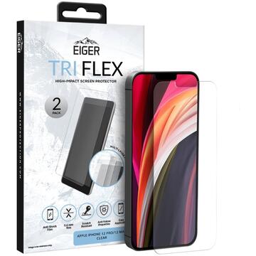 Eiger Folie Clear Tri Flex iPhone 12 / 12 Pro Clear 2 buc/pachet (0.4 mm, 5H)