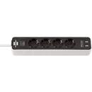 Prelungitor Brennenstuhl Ecolor 4x Power 2x USB - 1.5m - white