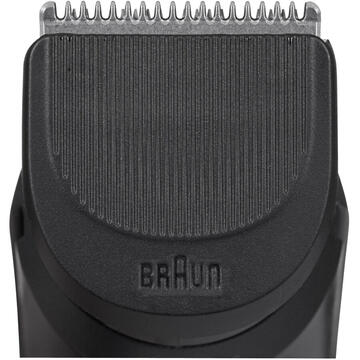 Aparat de tuns corporal Braun Beard Trimmer BT3222 Wet&Dry, buton rotativ de precizie, 1 pieptene, Negru
