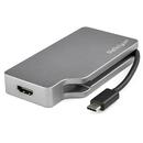 STARTECH USB C Multiport Video Adapter w/ HDMI, VGA, Mini DisplayPort or DVI - USB Type C Monitor Adapter to HDMI 2.0 or mDP 1.2 (4K 60Hz) - VGA or DVI (1080p) - Space Gray Aluminum