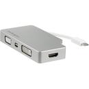 STARTECH USB C Multiport Video Adapter with HDMI, VGA, Mini DisplayPort or DVI - USB Type C Monitor Adapter to HDMI 1.4 or mDP 1.2 (4K) - VGA or DVI (1080p) - Silver Aluminum