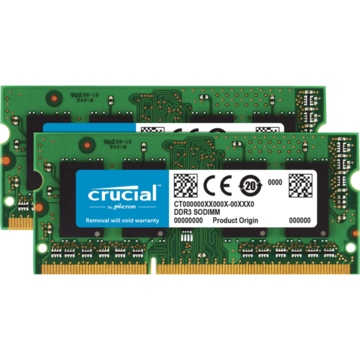 Memorie laptop Crucial - DDR3 - 16 GB: 2 x 8 GB - SO-DIMM 204-pin - unbuffered
