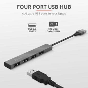 Trust Halyx Aluminium 4 Mini USB Hub