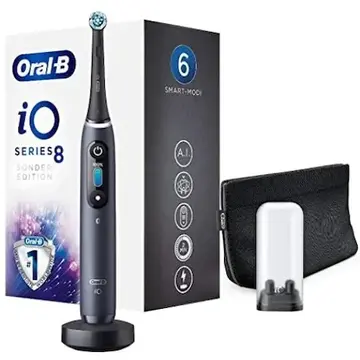 ORAL-B iO 8 Special Edition, tehnologie magnetica, microvibratii, 6 programe de curatare, afisaj color OLED, carcasa de calatorie, Negru