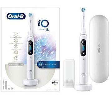 ORAL-B iO 8 Special Edition, tehnologie magnetica, microvibratii, 6 programe de curatare, afisaj color OLED, carcasa de calatorie, Alb