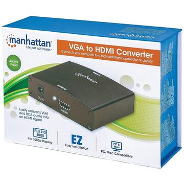 Manhattan Adaptor Convertor VGA + 2RCA la HDMI Negru