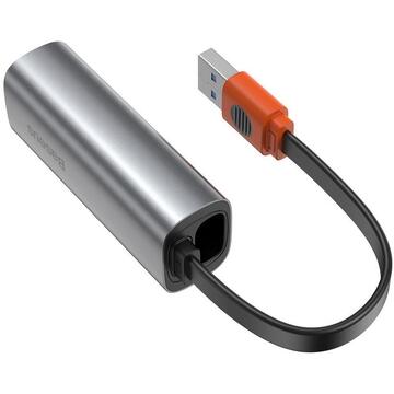 Baseus Adaptor Steel Cannon Series USB / Type-C La RJ45 LAN Bidirectional Dark Gray