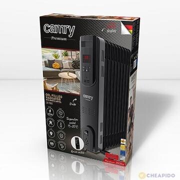 Camry Calorifer cu ulei CR 7810 2000W LED telecomanda 9 elementi Negru