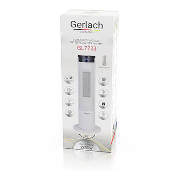 Gerlach Incalzitor GL 7733 Tip Tower  1400W/2200W LCD Remote control White