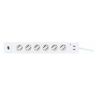 Prelungitor REV Combi Multiple Socket Outlet 6-fold + 2x USB 1,4m + SP