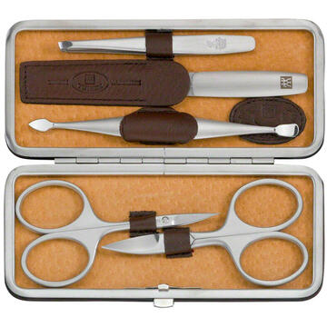 ZWILLING TWINOX Elk leather case, brown, 5 pc.