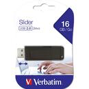 Memorie USB Verbatim Store n Go Slider 10x1  16GB USB 2.0 Negru