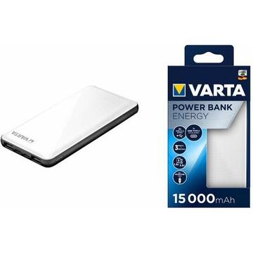 Baterie externa Varta Energy 5000 5.000mAh, 2xUSB A, 1xUSB C Alb