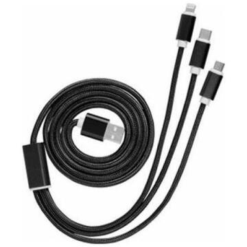 Clip Sonic Cablu USB 3 in 1 TEA171D, 1,25m, Auriu
