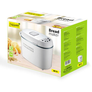 Masina de paine Automatic Bread Maker MAESTRO MR-751,1.3kg, 15 programe, 870W, alb